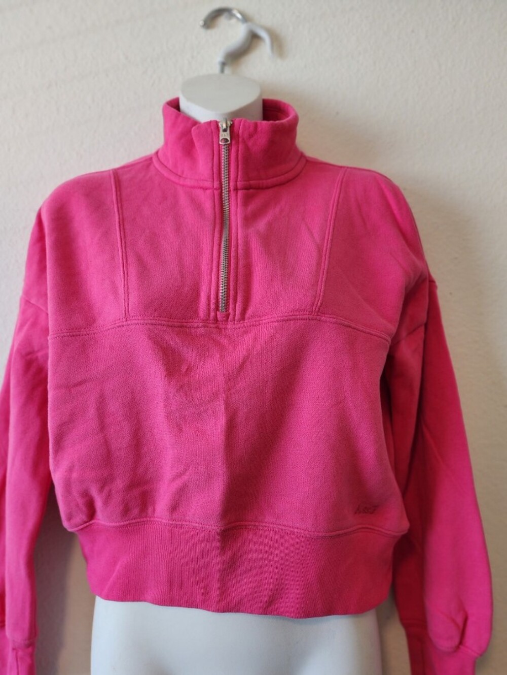 Abercrombie Kids Girls Hot Pink Half-Zip Cropped Sweatshirt Size 11/12